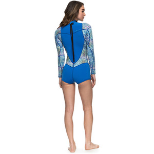 Roxy Womens Syncro Series 2mm Long Sleeve Back Zip Spring Shorty Wetsuit SEA BLUE ERJW403014